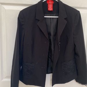 Oscar by Oscar de la renta black lace trim blazer